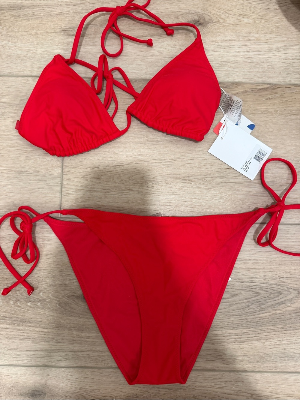 Ganni Red Triangle String Bikini